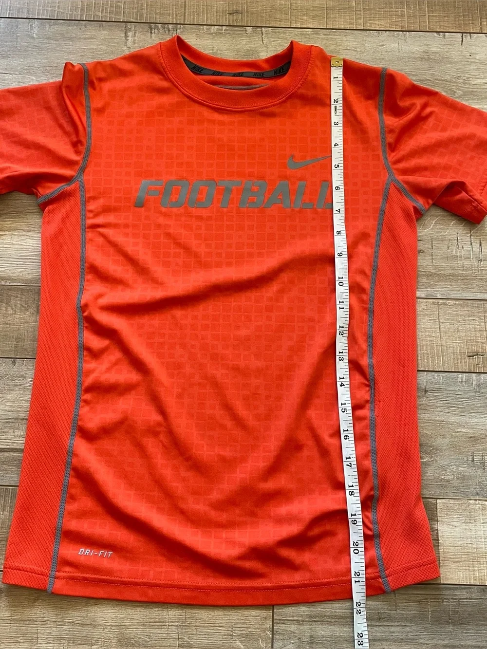Nike Dri-FIT Football Shirt Youth M Orange Gray Boys Athletic Training Tee